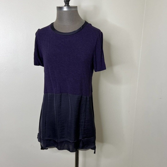 H by Bordeaux Purple Anthropologie Multi Texture Blouse Medium - Picture 2 of 7